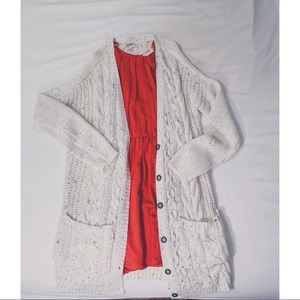 Long White Knit Cardigan💫M
